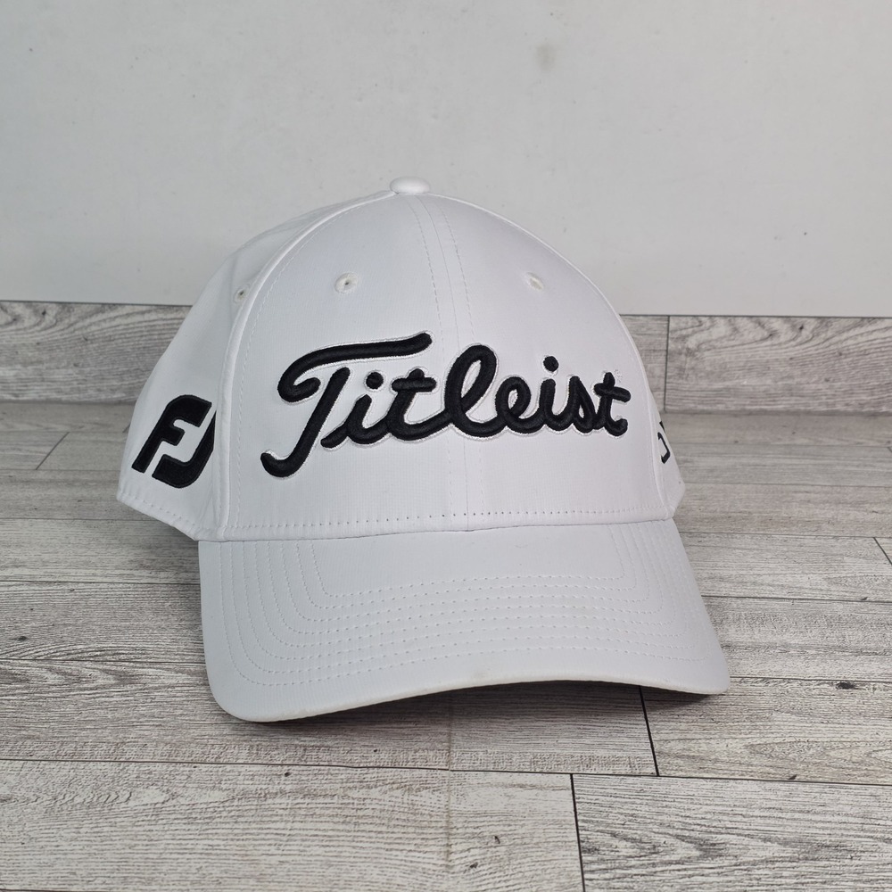 Titleist Pro V1 Golf Hat White Adjustable Cap FootJoy Logo Performance Outdoor